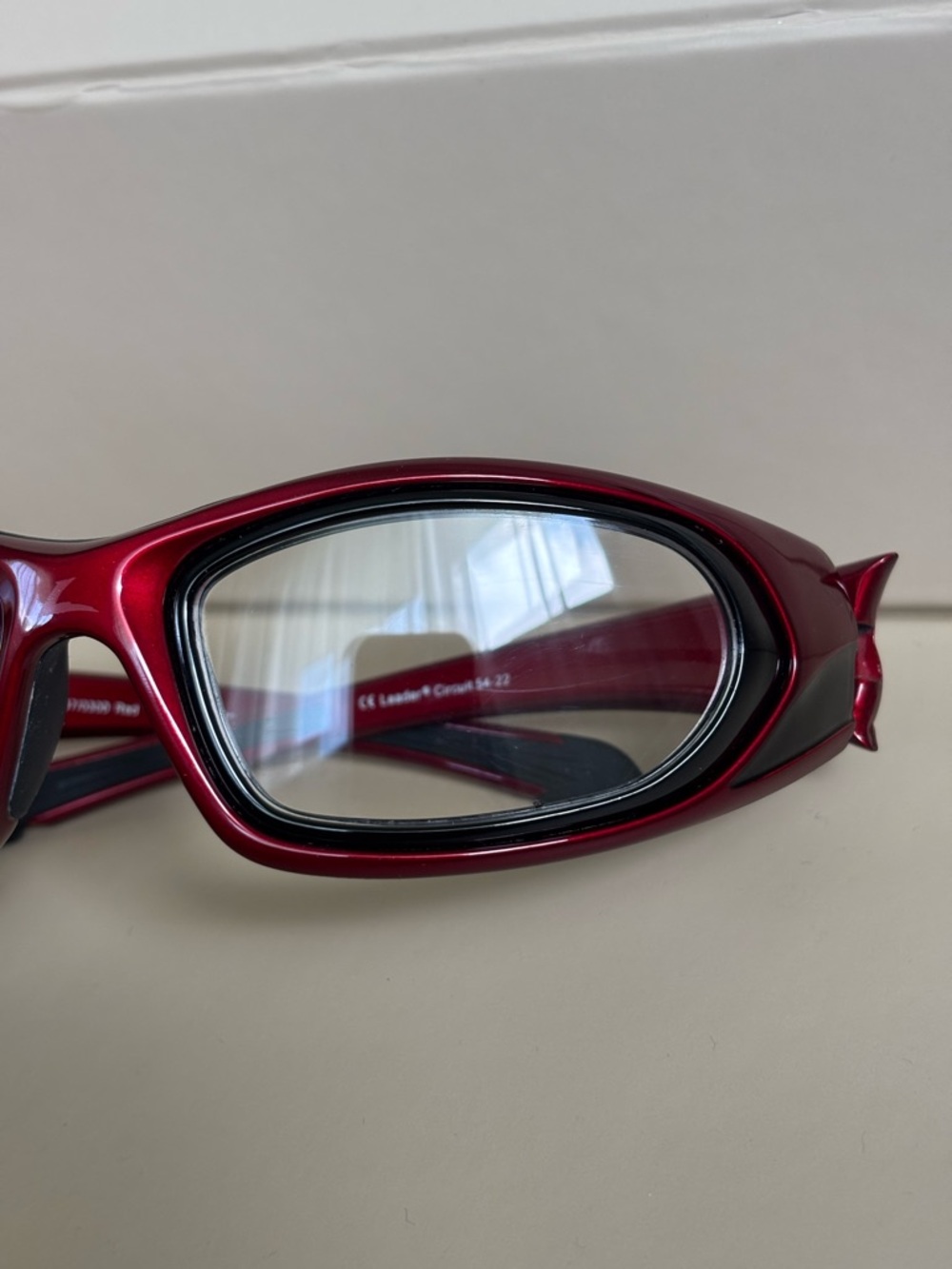 Red Sport Wrap Eyeglasses Frame Leader Circuit 54-22 Retro Y2K Style